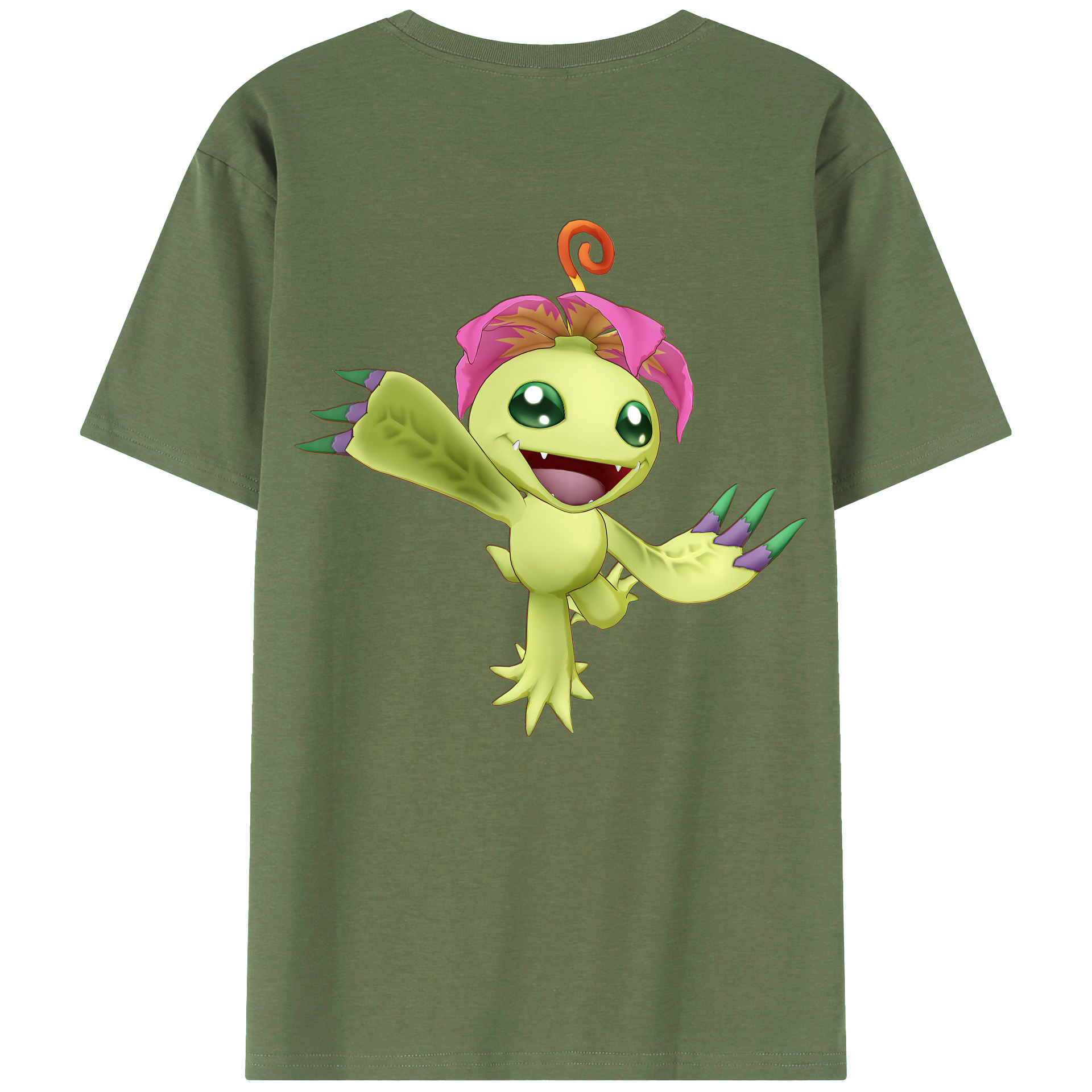 （画像用） Digimon デジタルモンスター/デジモン 綿100％ メンズ半袖Tシャツ（バックプリント） 通気性